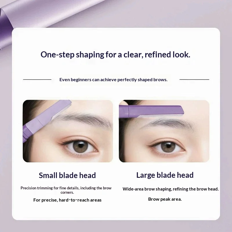 Double Head Eyebrow Razor Safe Anti-scratch Facial Shaver Dermaplaning Tool Precision Brow Trimmer for Beginner Makeup Tool