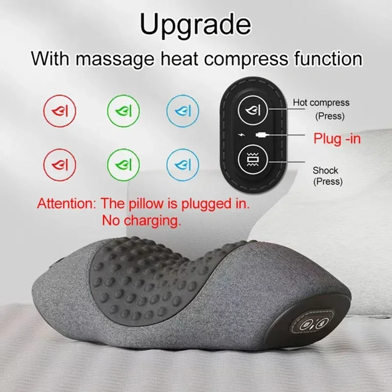Elektrisch nekmassagekussen Cervicale brancard Verwarming Trillingsmassage Rugtractie Orthopedische slaapkussens Ondersteuning