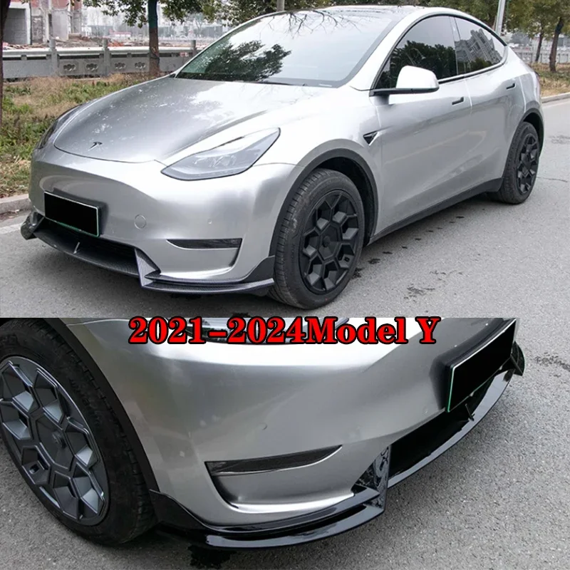 For 2019-2024 Tesla highland Model 3/Y Deflector Front Bumper Lip Chin Guard Trim Cover Modified Body Kit Diffuser Accessories