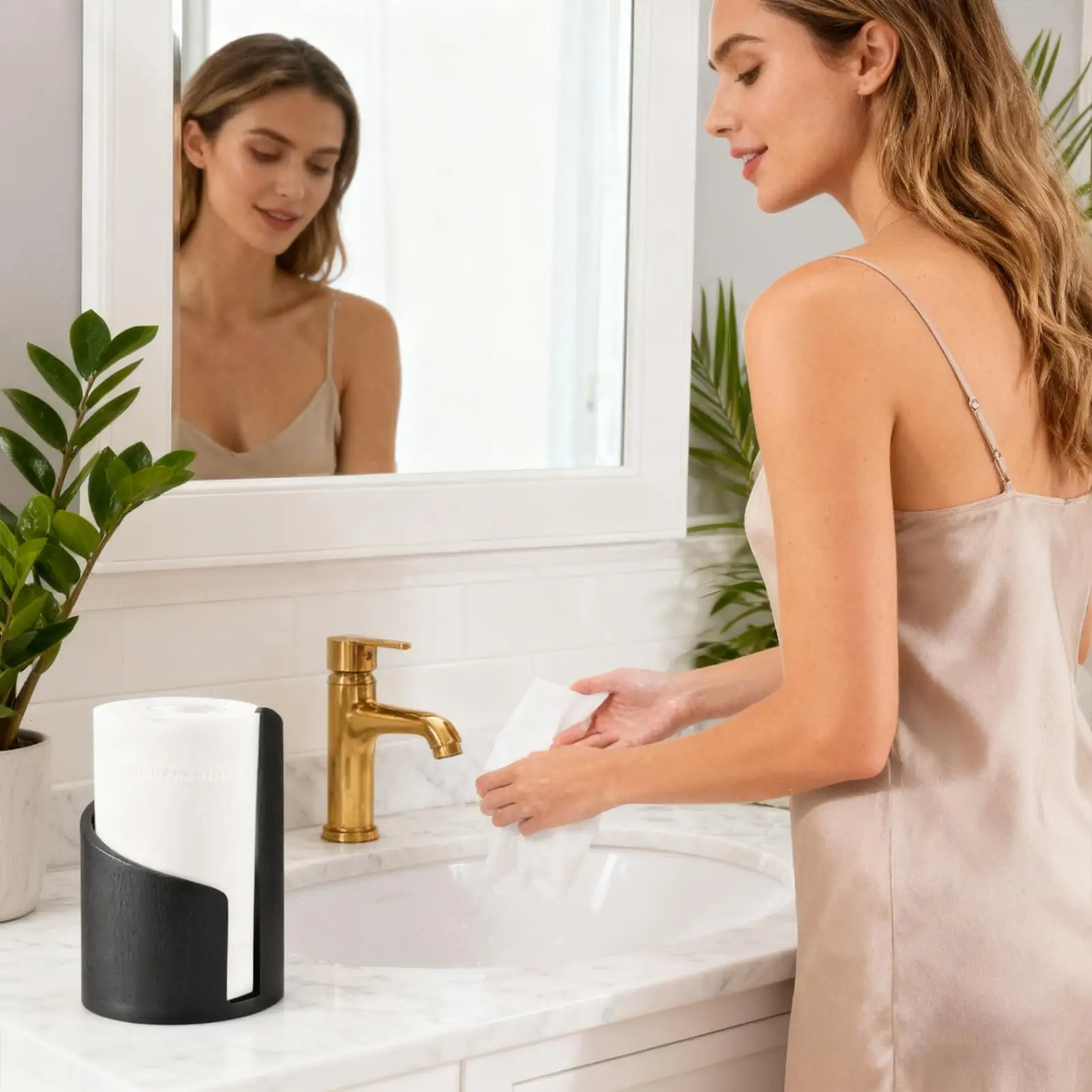 Wood Paper Towel Holder Farmhouse Dispenser Paper Towel Holder Countertop For Bathroom Dining Table Cabinet Farmhouse Shelf Home