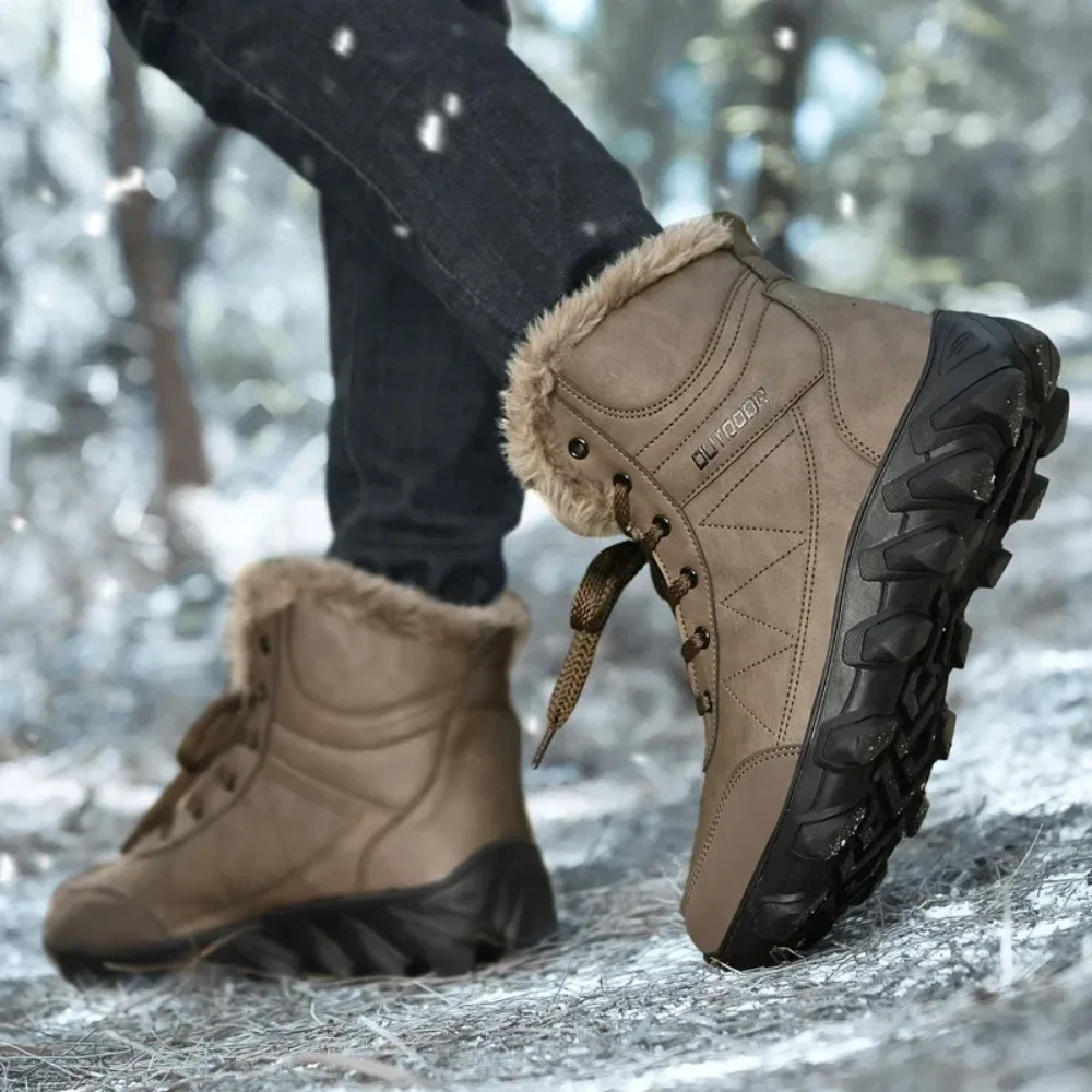 

Winter Snow Boots Men Outdoor Shoes High-top Lace-up Anti-slip Ankle Boots Keep Warm Comfortable Plush Casual Shoes Men