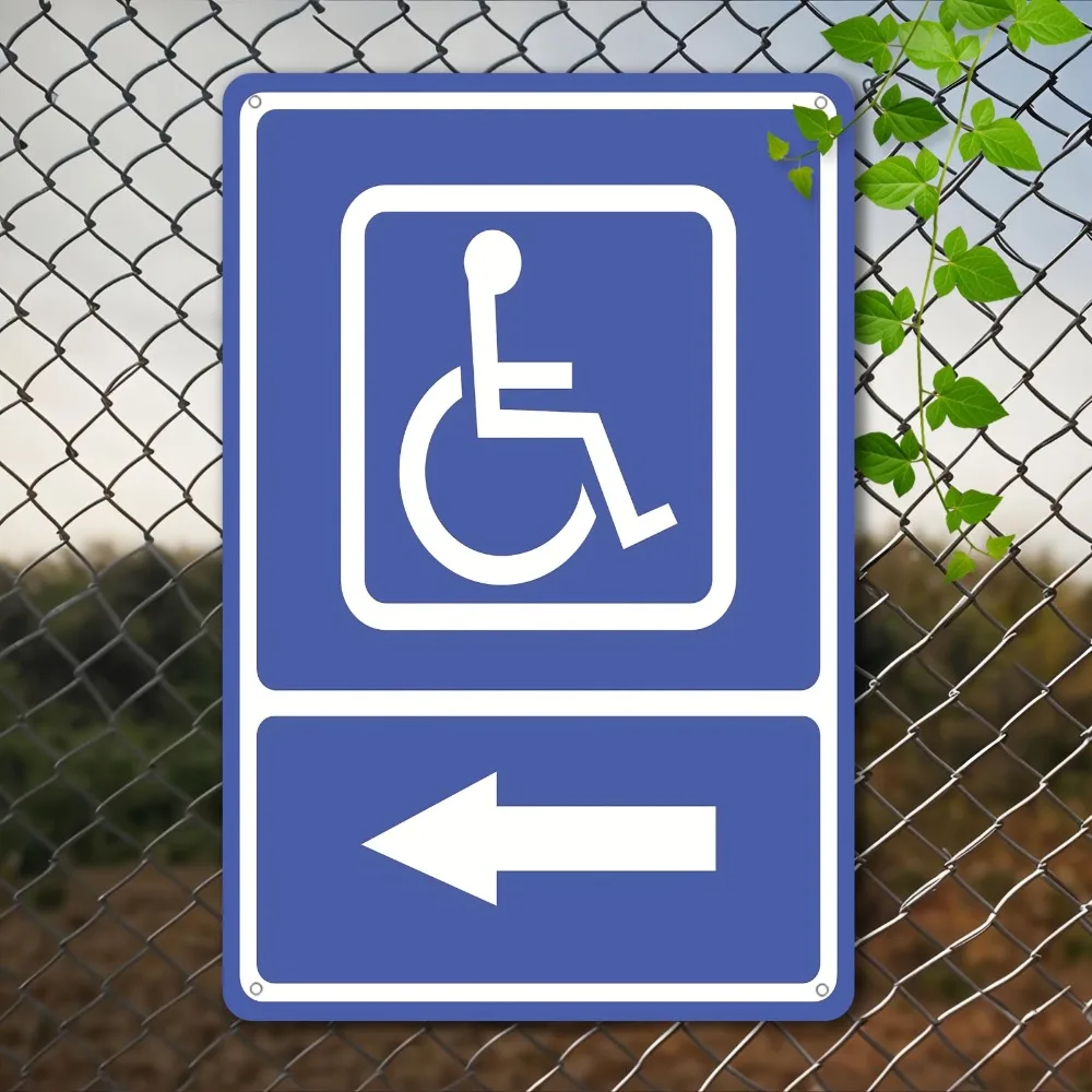 2D Flat Cast Iron ADA Parking Sign for Disabled, Outdoor Wheelchair Directional Marker, 20x30cm Unframed Metal Plaque