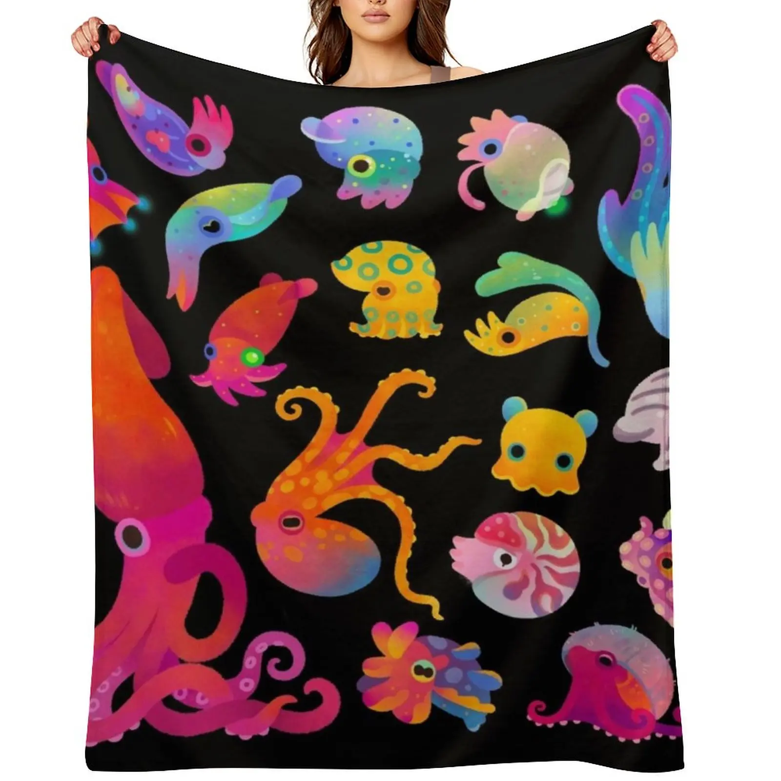

Cephalopod Throw Blanket Weighted for babies anime Picnic Blankets