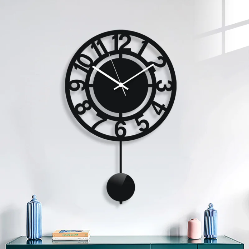 Large Nordic Wall Clock Pendulum Metal Simple Silent Modern Design Living Room Art  Decoracion Hogar Home Decor