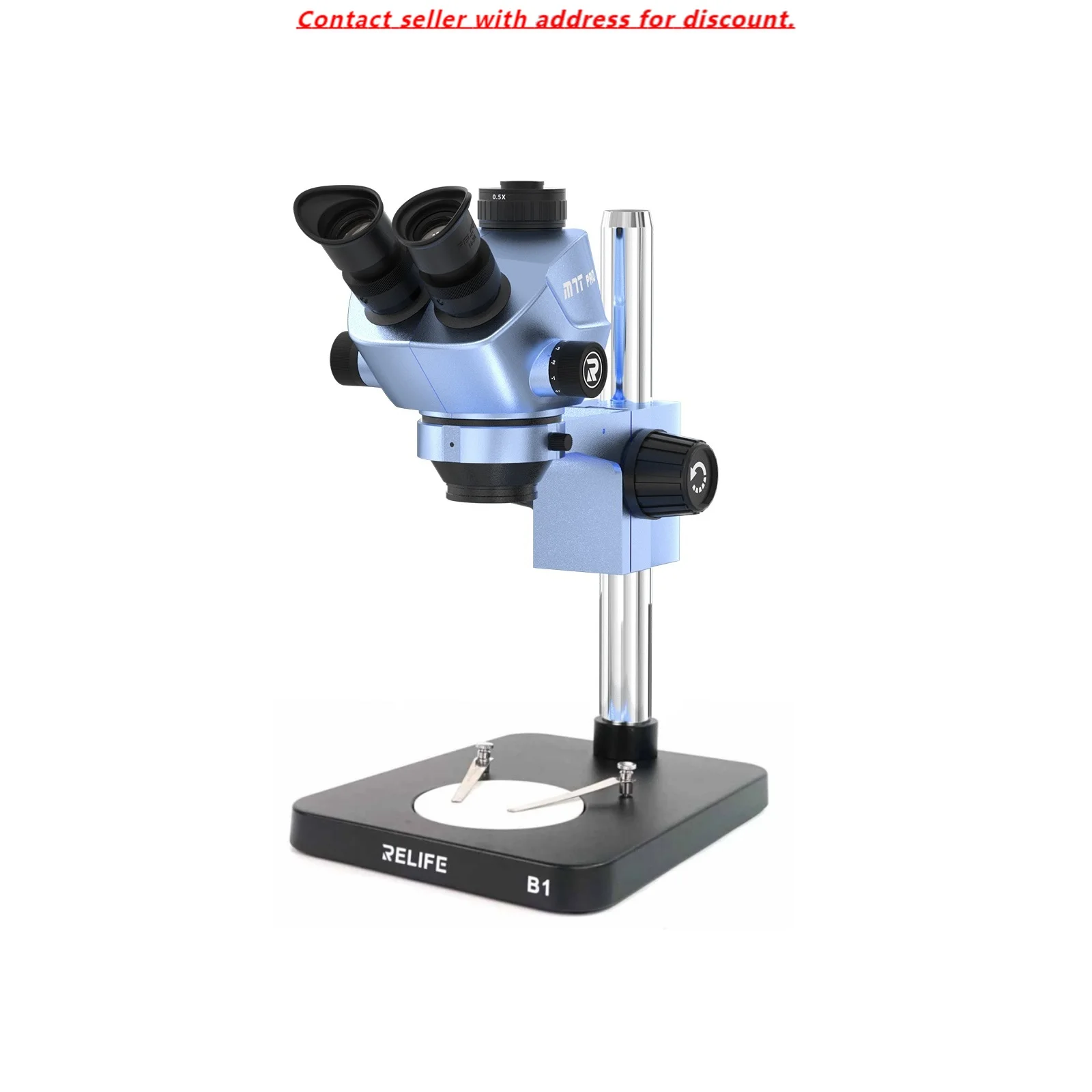 

RELIFE RL-M7T Pro-B1 Trinocular HD Stereo Microscope+RL-033M Light Source+0.5CTV Adapter+MC1 4K HD Camera For Phone PCB Repair