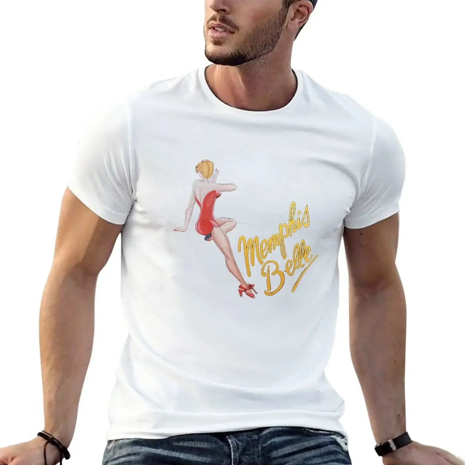 Short sleeve tee funny t shirts t-shirts man mens t shirts pack Memphis Belle WW2 Bomber Nose Art T-Shirt   New Arrival