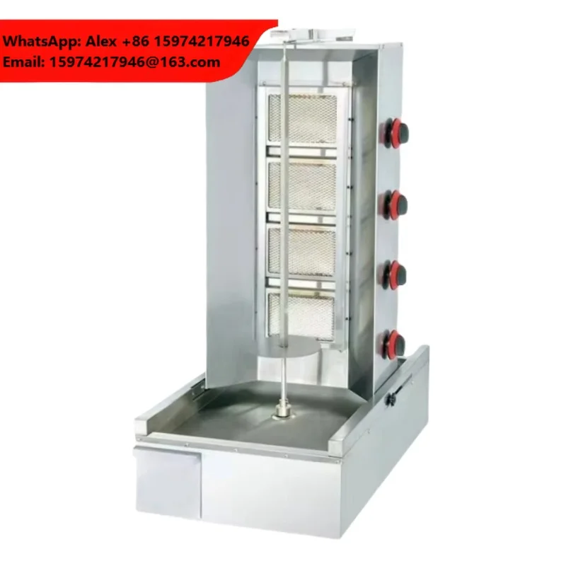 NWD Factory Price Stainless Steel Gas Motor Automatic 4-Burner Commercial Shawarma & Kebab Grill Machine 100kg/h 110-380V Sale