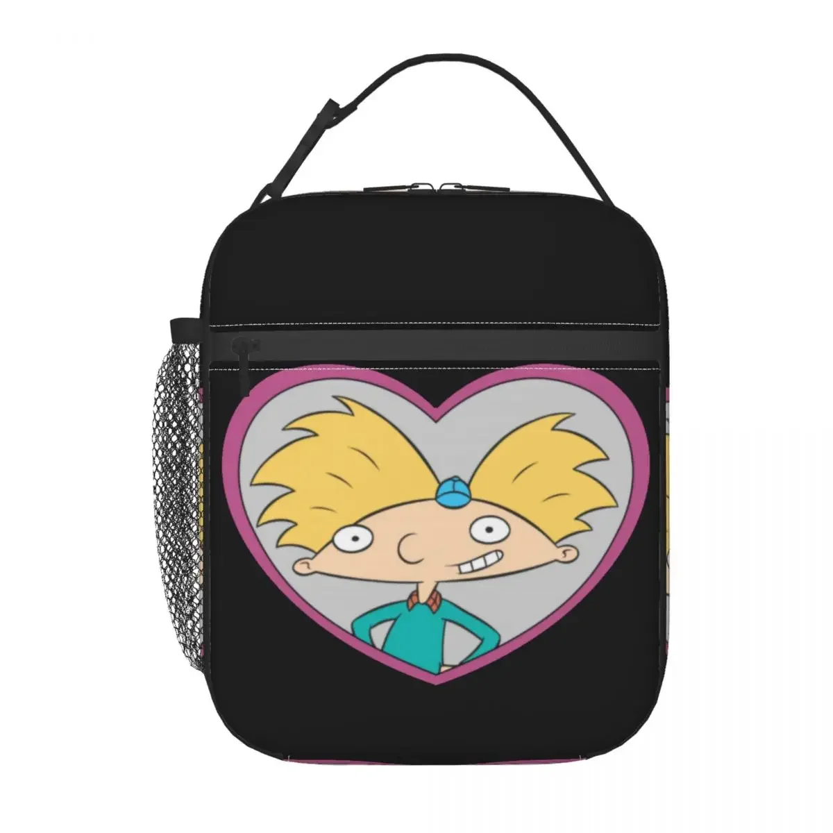 Hey Arnold Pink Heart Arnold Insulated Lunch Bag for Women Leakproof Thermal Cooler Bento Box Kids School Children