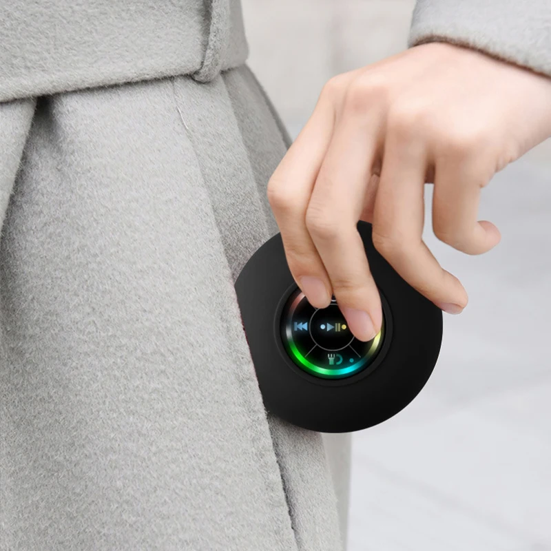Mini Bluetooth Speaker Shower Subwoofer Waterproof Handsfree Loudspeaker RGB Light with Suction Cup Mic for Bathroom Pool Beach