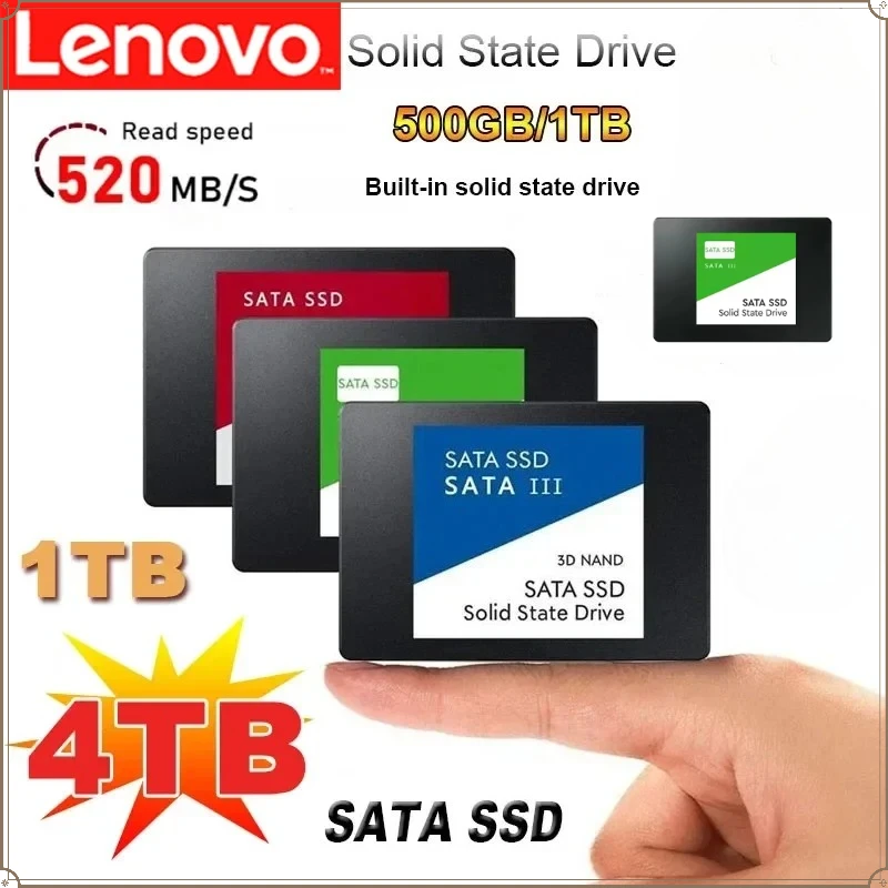 

Внешний твердотельный накопитель Lenovo 4 ТБ для внутреннего жесткого диска, интерфейс SATA3, портативный высокоскоростной твердотельный накопитель