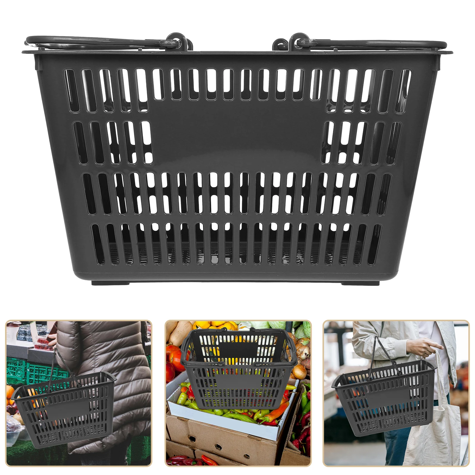 Portable Storage Basket Plastic 80KG Capacity Kitchen Seasoning Bathroom Organizer Grocery Carrier Sturdy Handle