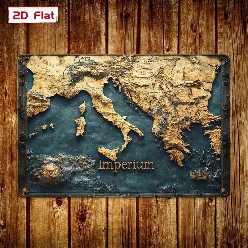 CIFBUY Vintage Retro Roman Map Aluminum Wall Art 8x12 Inch Waterproof Durable Decor for Home Shop Outdoor Sign