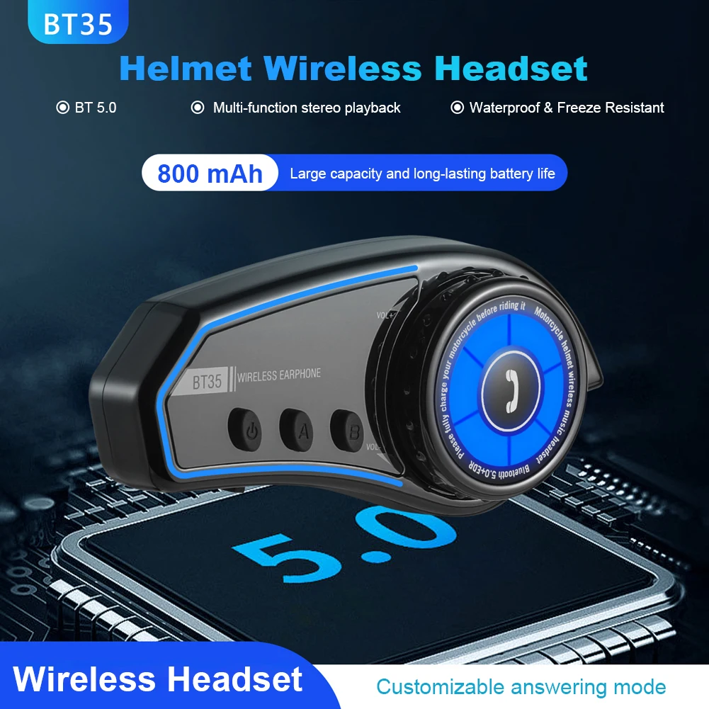 BT35 Helmet Headset Motorcycle Intercom 2Riders Communication Interphone Intercomunicador Moto Waterproof BT5.0 Wireless Headset