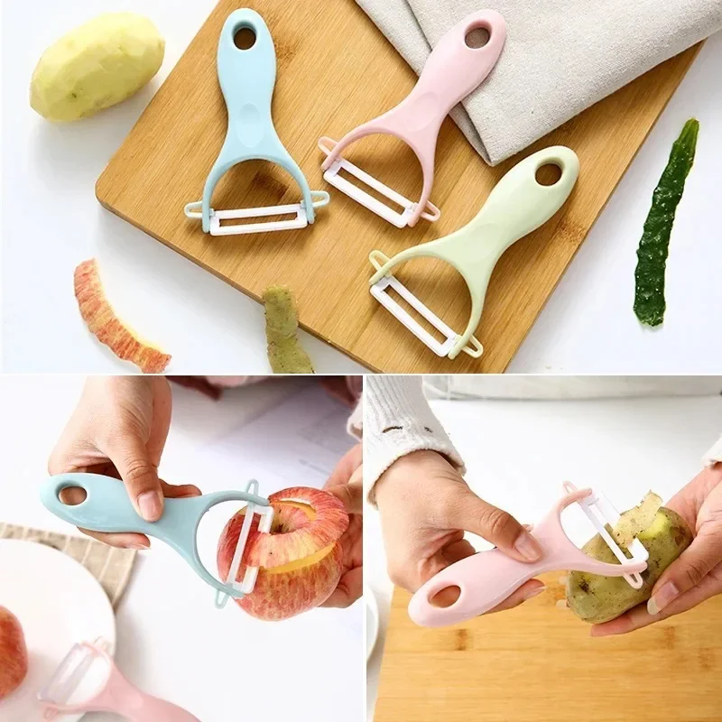 1 Pcs Multifunctional Ceramic Paring Knife Apple Cucumber Scraper Vegetable Fruit Peeler Pure Color Peeling Kitchen Gadgets