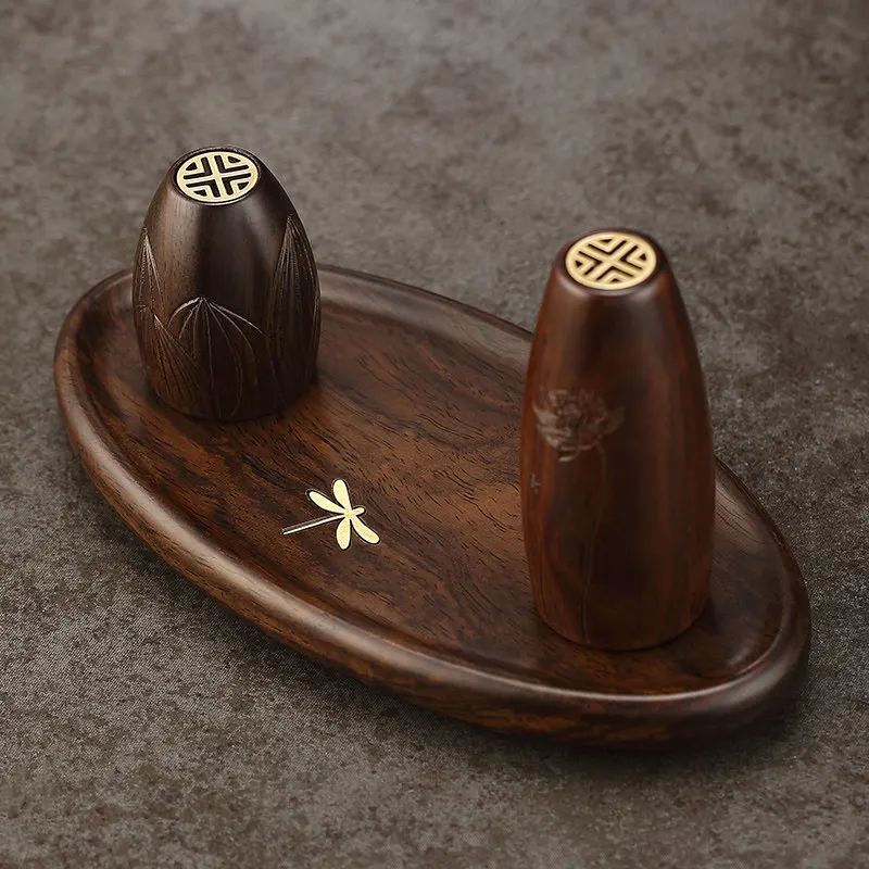 Jinzhida ebony inlaid copper pot drying rack with solid cover, household pot lid holder, purple sand teapot rack, kung