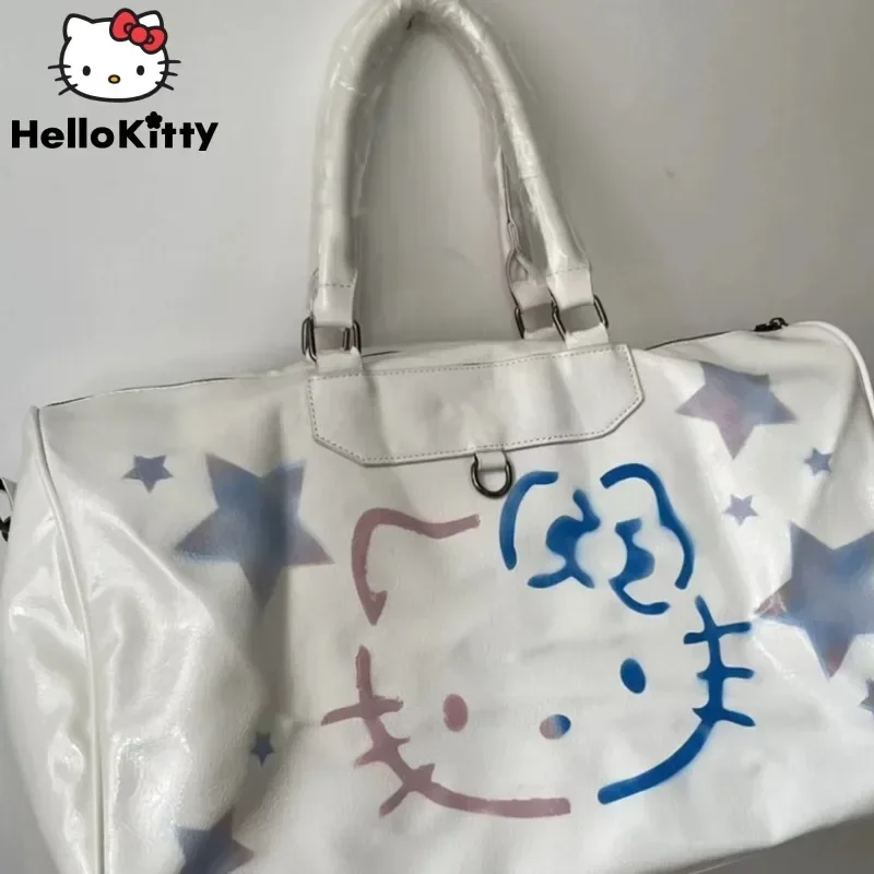 Sanrio HelloKitty Star Pattern Handbag Y2K Fashion Women Short Trip Bag Extra Fashion Large Capacity Shoulder Bag Outdoor Travel