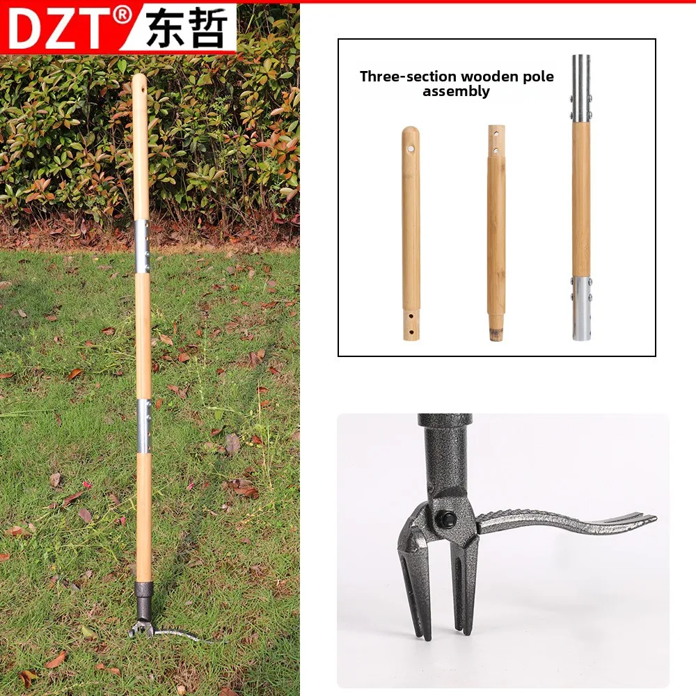 

Heavy-Duty Manual Wooden Handle Weed Rooter - Standing No-Bend Clamp Root Weed Puller Shovel