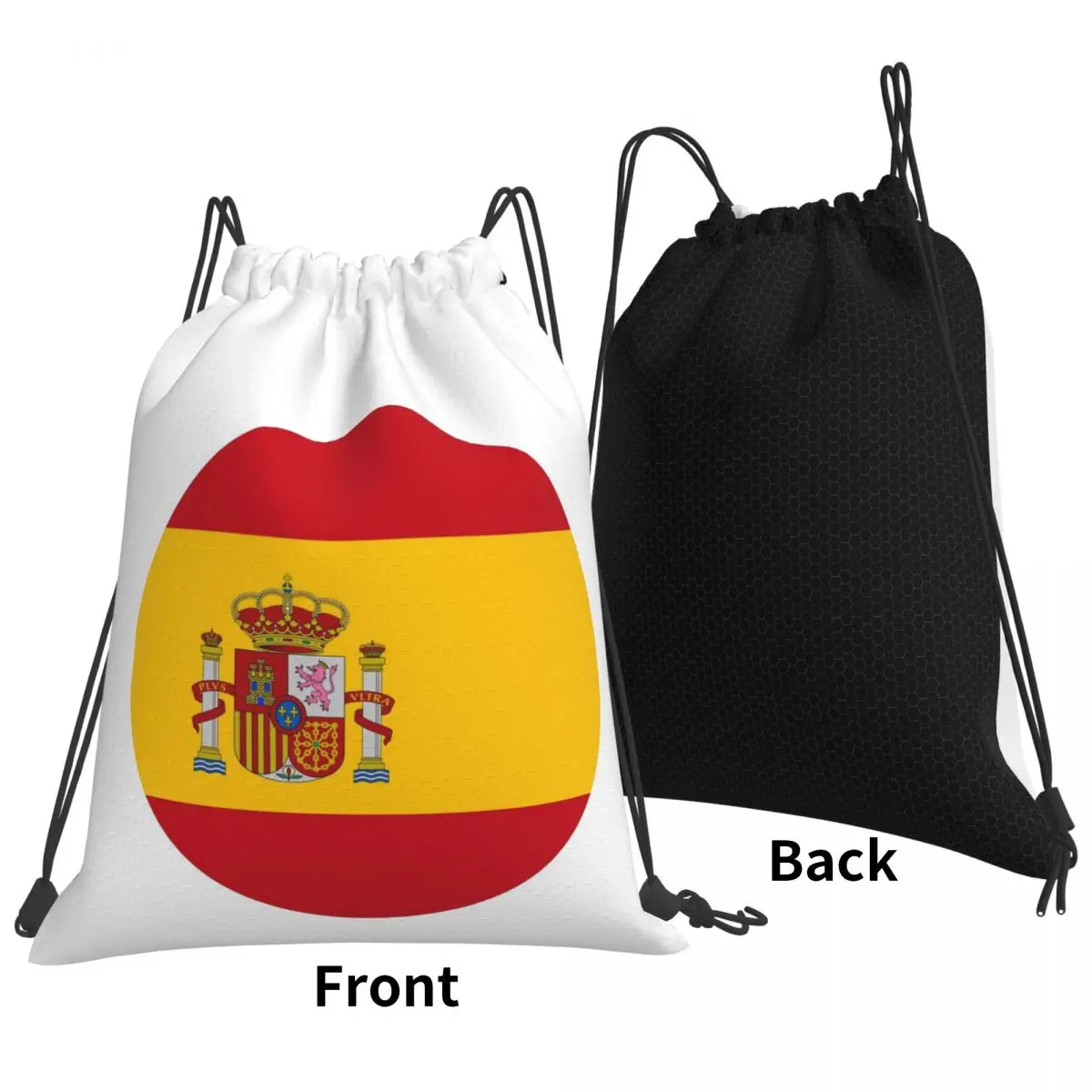 Spain Spanish Flag Round Backpacks Fashion Drawstring Bundle Pocket Sundries Bag Book Bags for Man Woman Students
