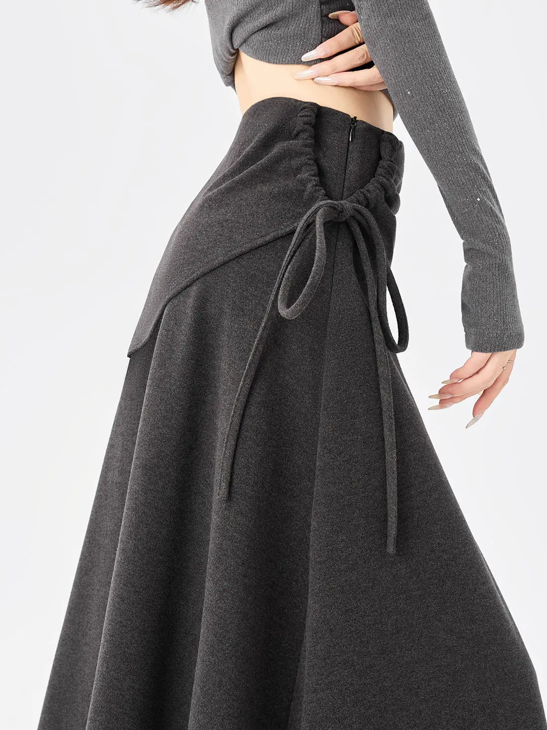 

Шерстяная юбка А-силуэта миди для женщин, осенне-зимняя, с завязками по бокам, с завышенной талией, длинная, мягкая и комфортная...