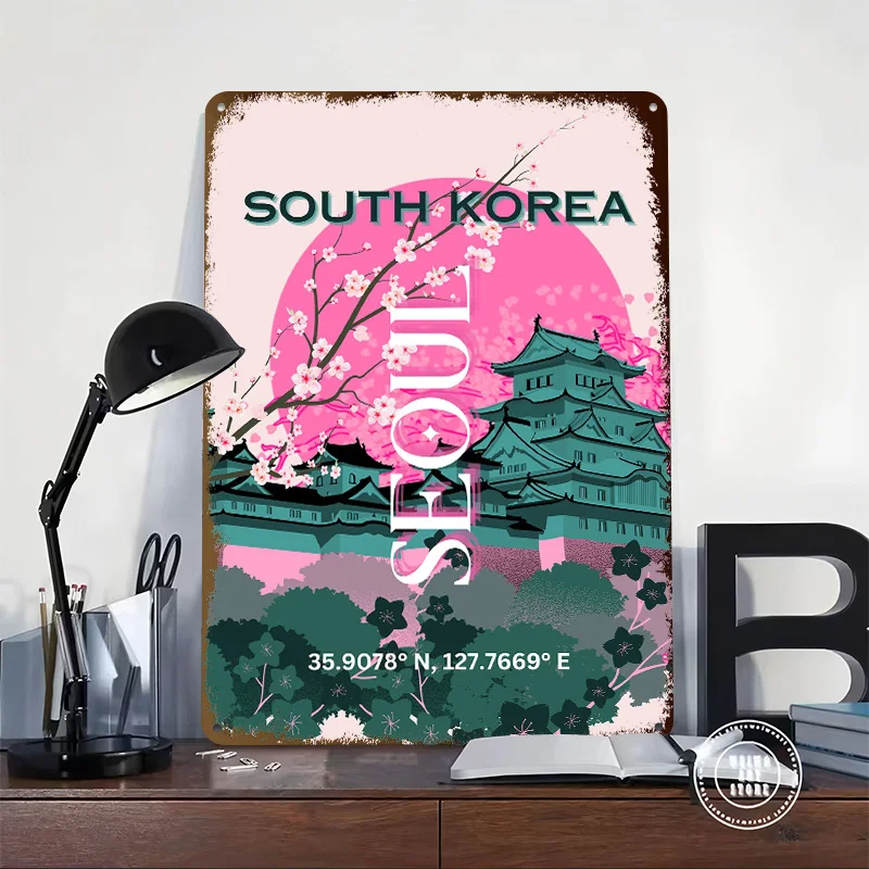 Seoul Wall Decoration Gaming Home Decor Accessories Cool Stuff for Room Ornaments Garage Decorations Tin Sign House Custom Plate