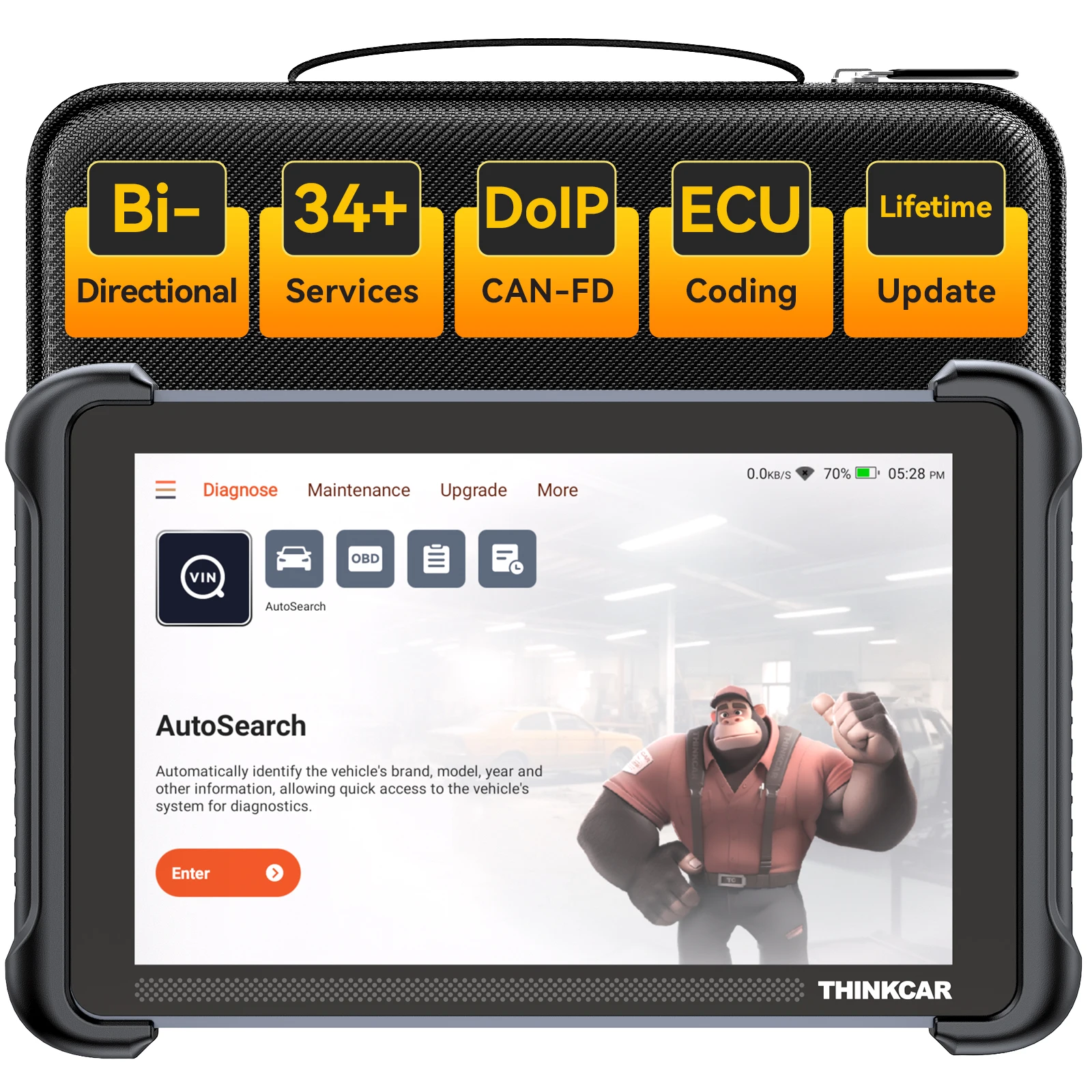 

Бесплатное пожизненное обновление THINKCAR THINKSCAN 689BT OBD2 Диагностический инструмент DOIP CANFD Двунаправленное кодирование ЭБУ 34 сброса для 140 брендов