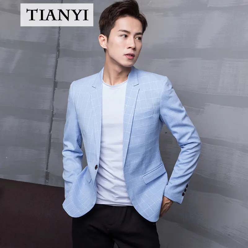 High-quality Plaid Suit Male Youth Self-cultivation Korean Style Trendy Handsome Men\'s Casual Suit Fashion One-piece Jacket