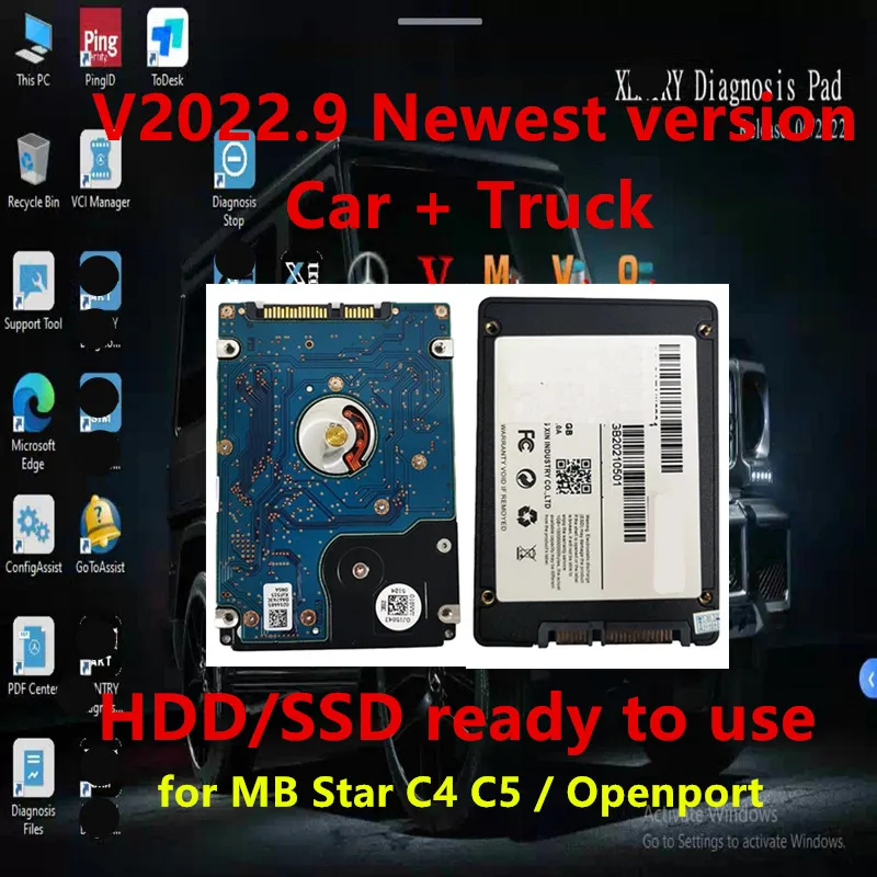 

2022/09 MB Star C4 C5 SD Connect Newest Software 320GB HDD 360GB SSD DTS Monaco/Xentry/DSA/EPC/WIS Installed Fit For 95% Laptop