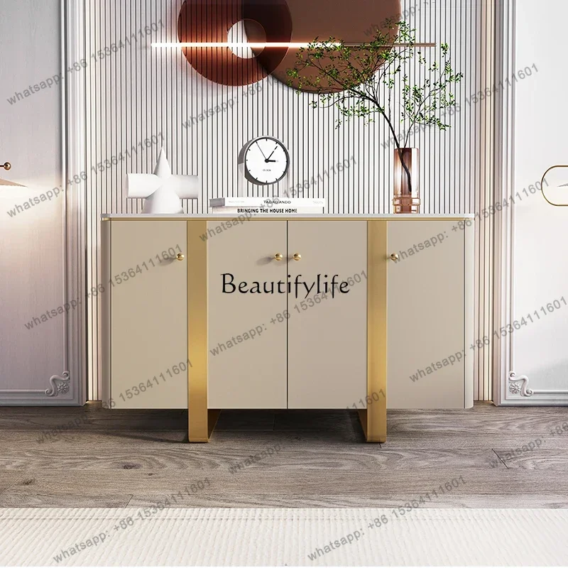 FG Light Luxury Dining Side Cabinet, Advanced Modern Simple Living Room Against The Wall, Rock Slab Mystery Cabinet