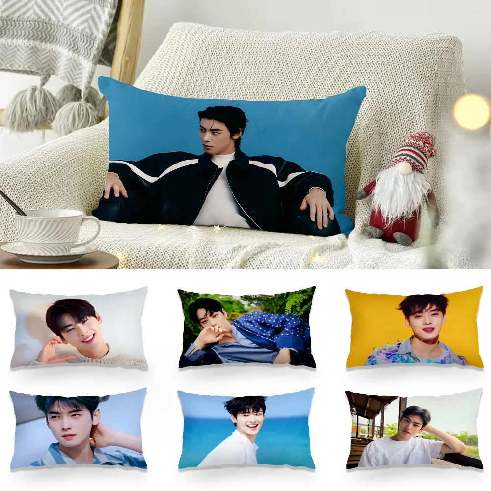 Double-sided Printing Rectangle Pillow Popular Korean Actor Cha EunWoo Case Bedside Sofa Cushion Cover Room Home Decoration