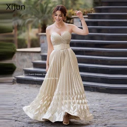 Xijun Sexy Long Satin Evening Dresses Spaghetti Strap Sweetheart Prom Dresses A-Line Prom Gowns vestidos de novia Party Gowns