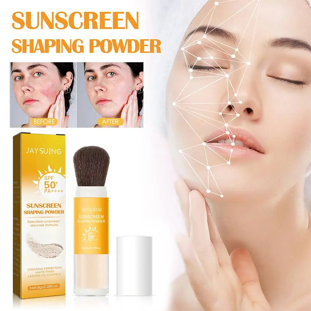 8g Face Sunscreen Shaping Powder Skin Care Maquiagem Matte Finish Oil Control Long Lasting Waterproof Lightweight SPF 50 PA++