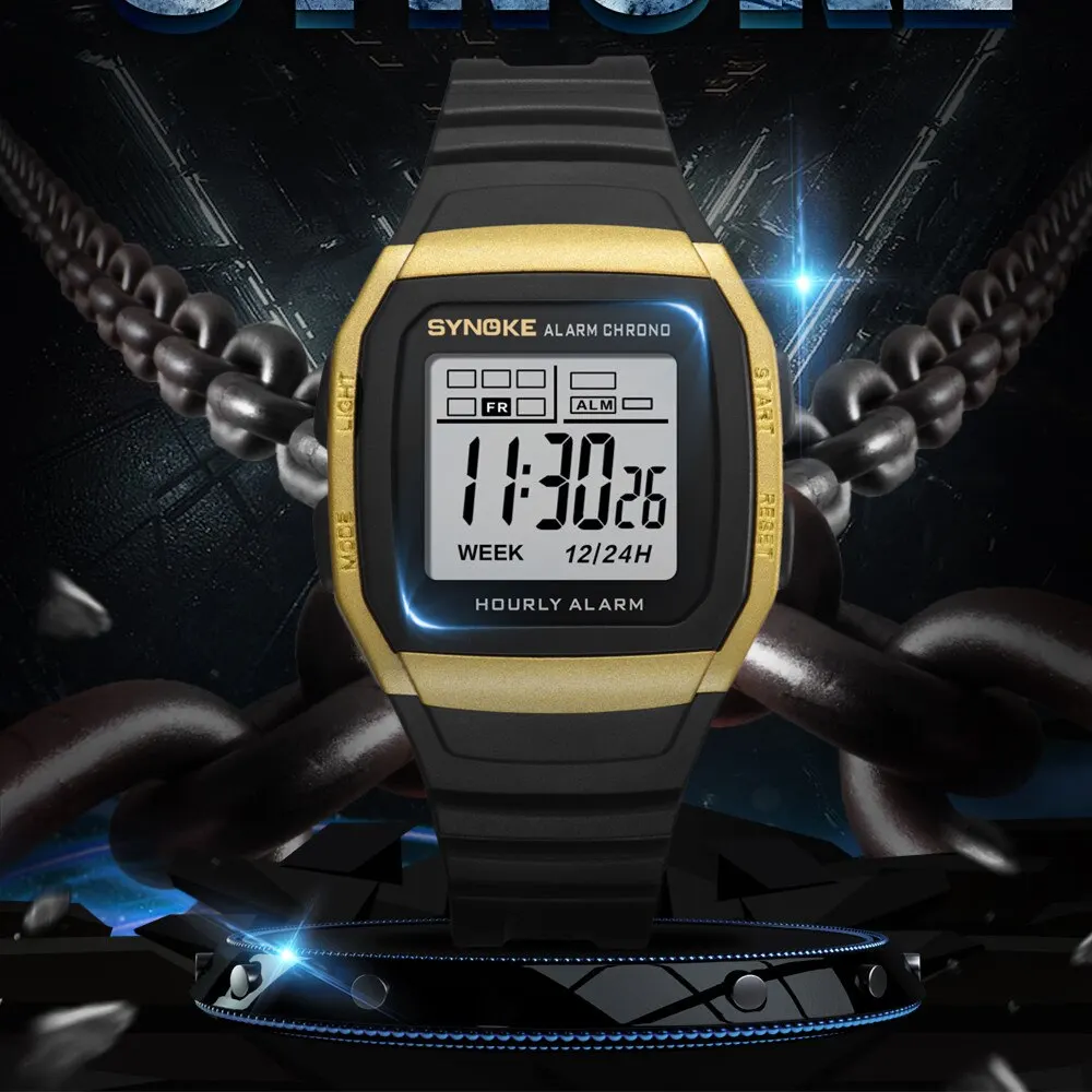 Student Electronic Watch Outdoor Sports Men's Luminous Waterproof Multi-Function Watch Retro Square Watch Gift Watch