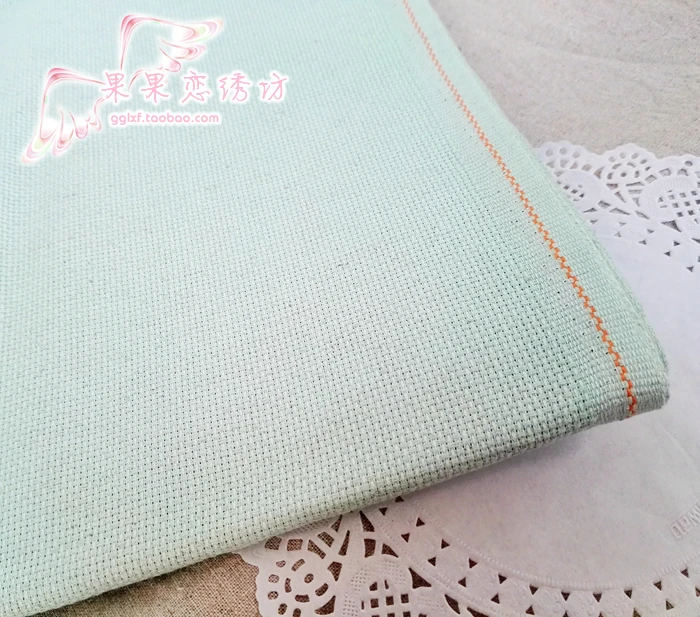 Ricamo incrociato coreano di alta qualità 14CT lino rosa, blu, verde e lino leggero tagliato 30-30CM N