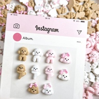 30PCS Cartoon Solid Color Bow Small Dog Nail Charms 3D Kawaii Creative Hole Puppy Nail Art Decorations for DIY Manicure Supplies