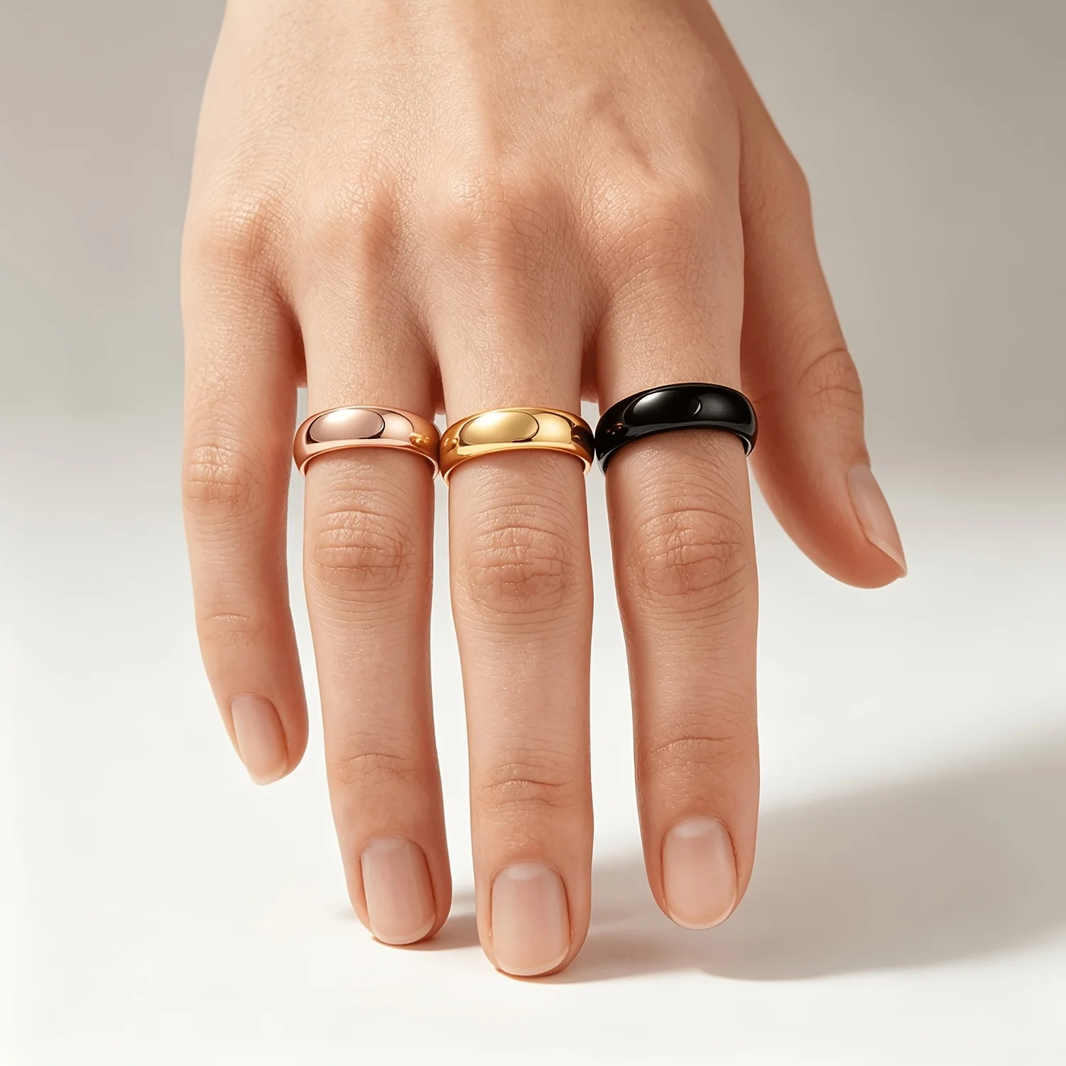 3pcs Set of Smooth Magnetic Open Rings, Adjustable Magnetic Therapy Wide Rings, Unisex Stackable Jewelry Gift