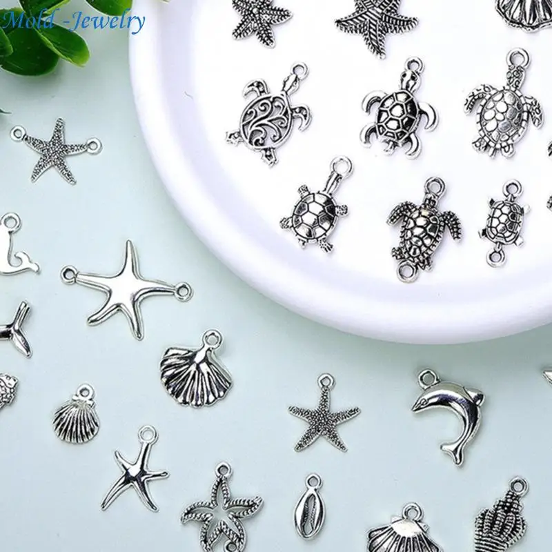 

69HB 100Pcs Sea Themed Animal Jewelry Accessories Stylish Bracelet Necklace Pendant