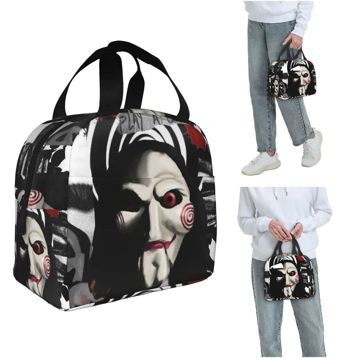 

Saw Movie Skull Head Horror Insulated Lunch Bag for Women Office Cooler Thermal Food Box Tote Portable Lunch Boxes Container
