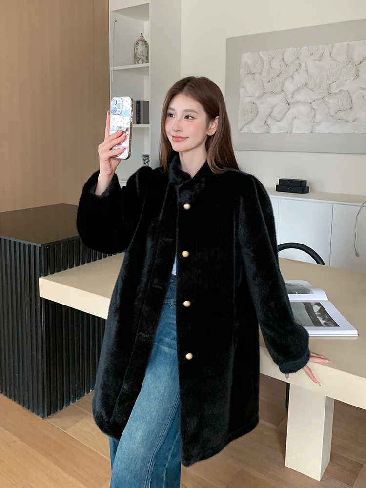 Fashionable Warm Coat Women 2023 Winter Clothes New Winter High-End Fur Integrated Mid-Length Retro Mid-length Ladies Jackets