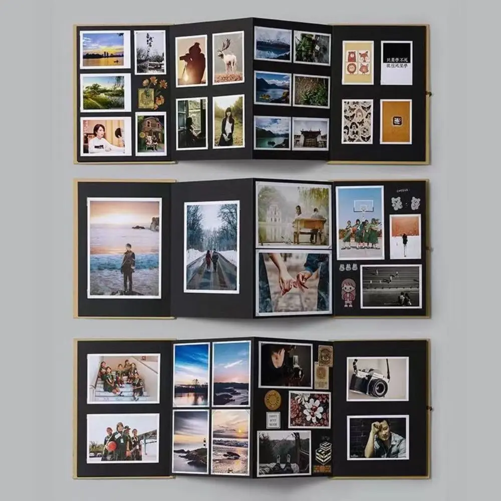 พับหีบเพลงอัลบั้มรูปของขวัญ Photocard Handcrafts แปลกใจ Photo Book กระดาษคราฟท์ 8 หน้า DIY Surprise ของขวัญครอบครัว