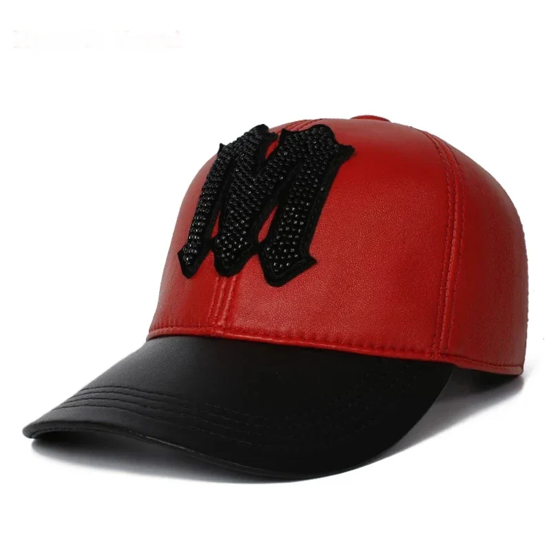 Unisex Chic Aple Leaf Genuine Leather Baseball Cap Men Women Thin Casual Winter Hat Young Korean Fashion Snapback Gorras Hombre