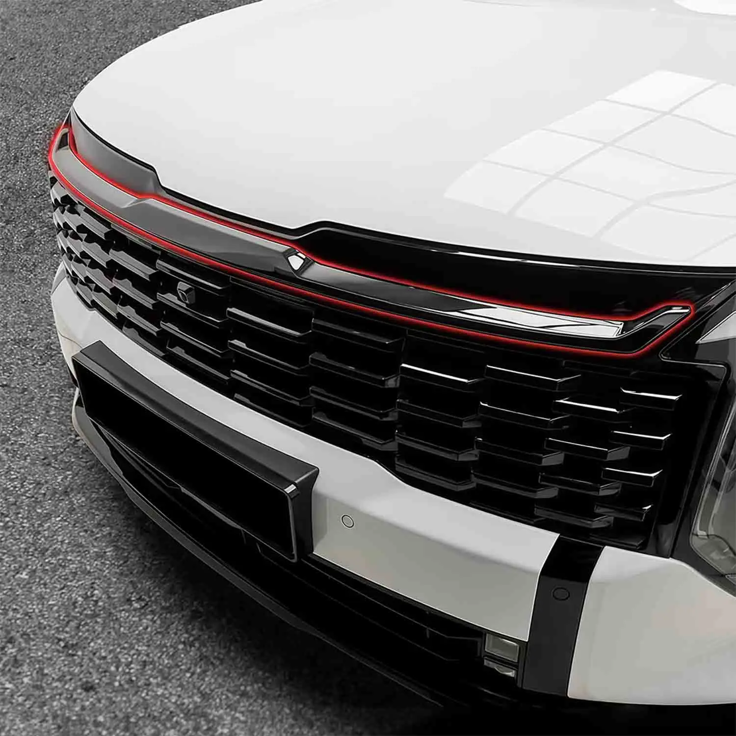 For Kia Sportage 2026 Exterior Front Center Grille Stripe Decor Cover Trim ABS Glossy Black 1pc (Not For X-Line Version)