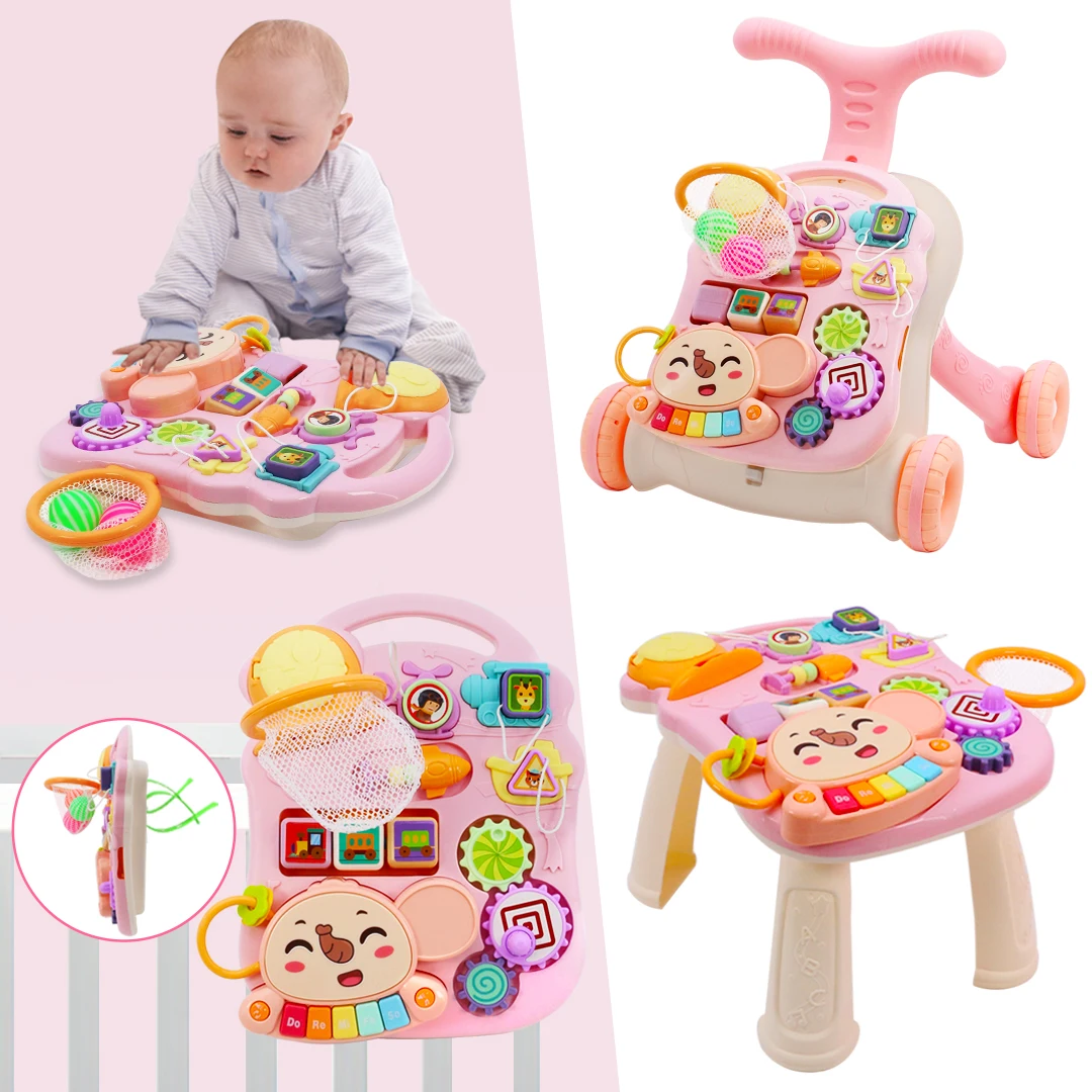 3 in 1 Baby Walker Multifuctional Walkers Sit-to-Stand Learning Musical Walker Toys Early Toy Infant 6-12 Months Baby Girls