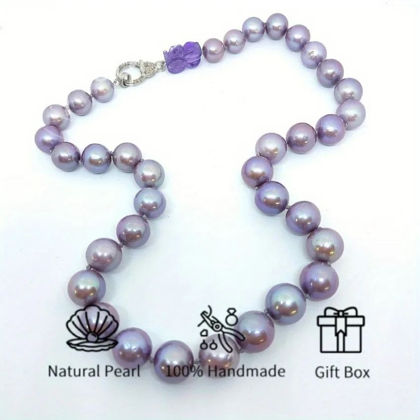 

MYSOYA 11-15 мм фиолетовое ожерелье Эдисона в стиле барокко с пресноводным жемчугом, подарочная коробка, идеальный подарок на свадьбу, день рождения, Рождество, Новый год