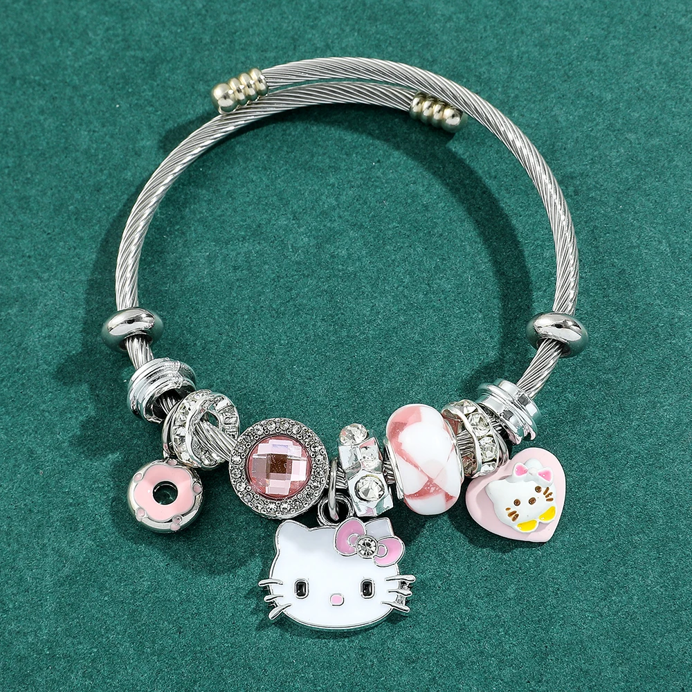 Sanrio Hello Kitty Bracelet, DIY String, Anime Cartoon, Fashion Bangle, Good Friend Lovers Gift, Y2k