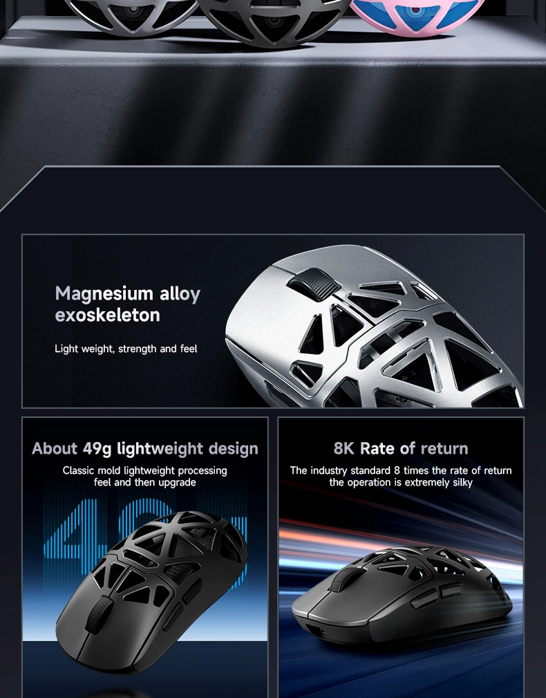 Mchose AX5 Magnesium alloy Wireless Mouse Paw3395 Sensor