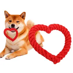 Small Cotton Rope Dog Chew Toy Creative Heart Shaped Pet Chew Toy Bite-resistant Fun Cat Training Teething Toy Pet Supplies