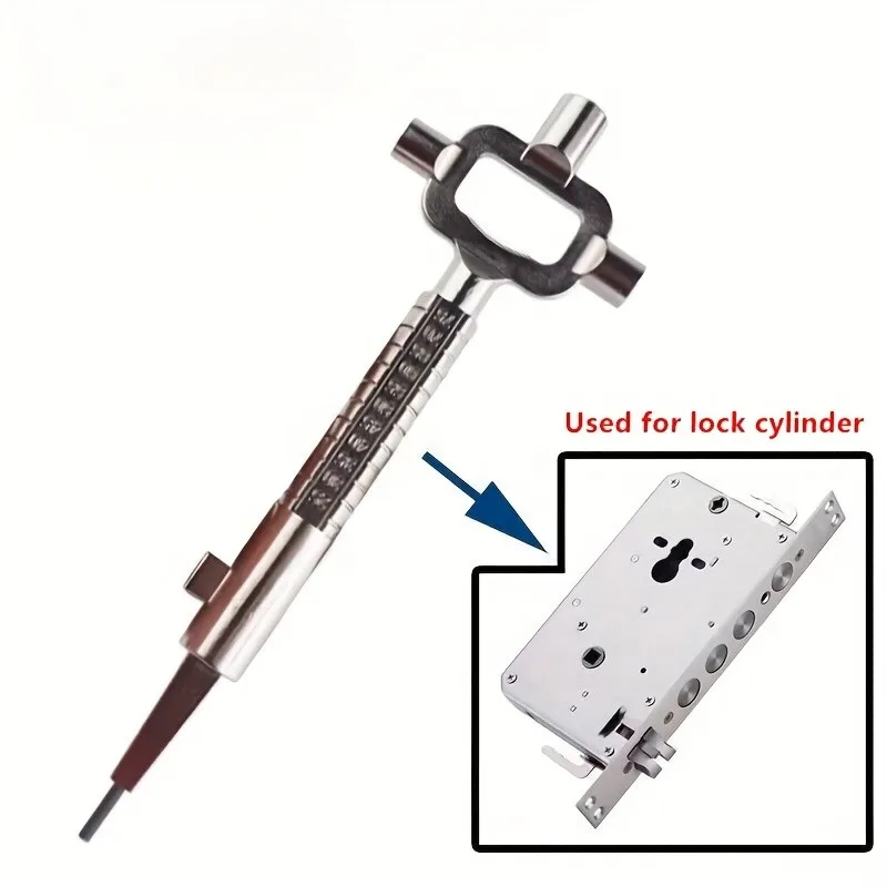 Multi-Function Lock Cylinder Tool – Wrench, Probe Rod & Measuring Scale for Locksmiths