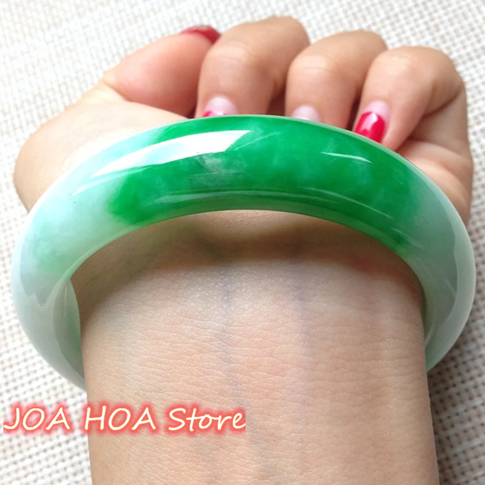 

Hand-Ring Jadeite Burma Emerald Bracelet Green Ice Glutinous Species Jade Bangle Fine Jewelry