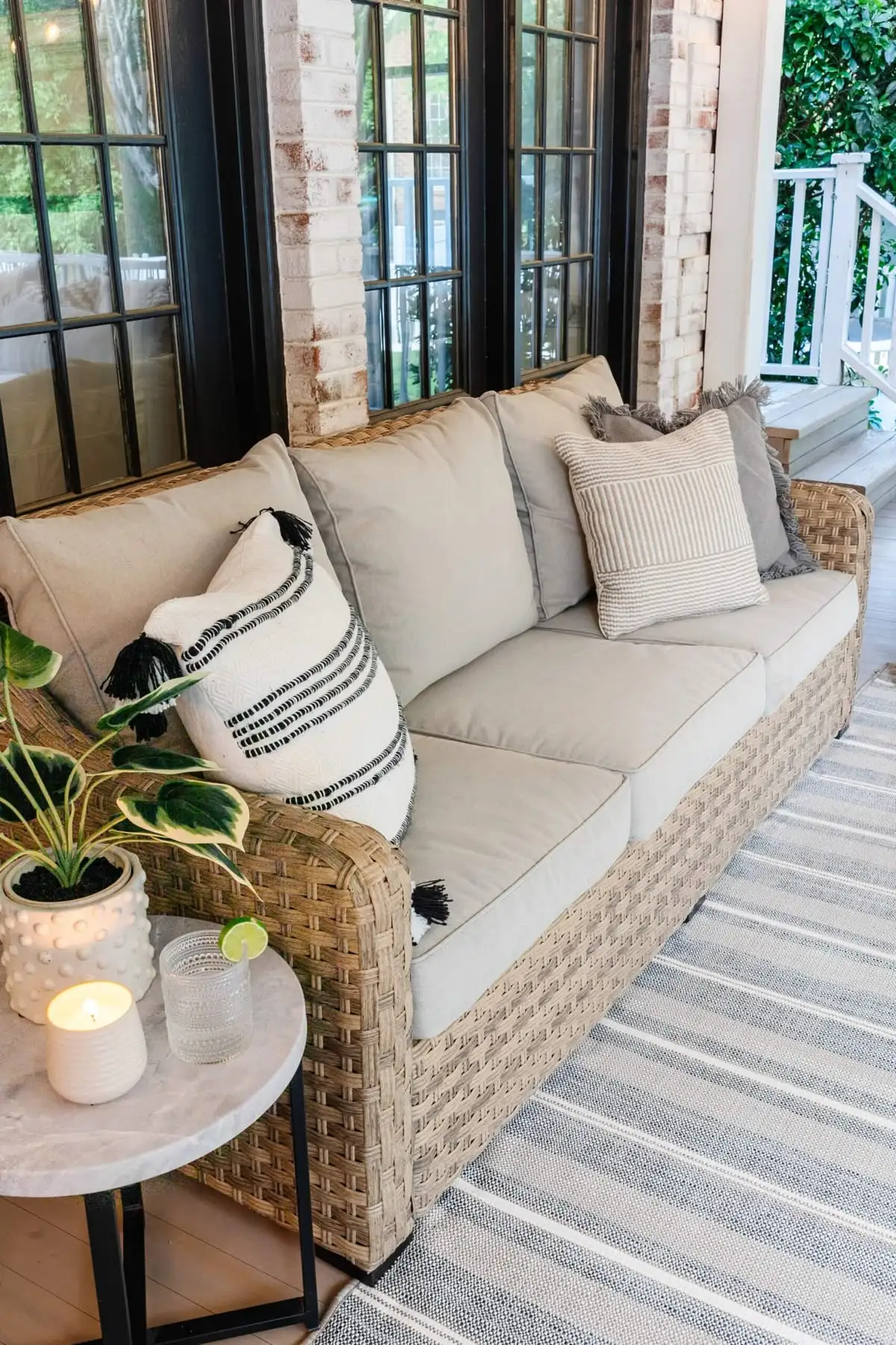Gartensofa-Set aus Korbgeflecht, Rattan, Schnittgarten, wetterfest, hochwertige Möbel, Ecksofa-Sets für den Außenbereich, mit Tisch