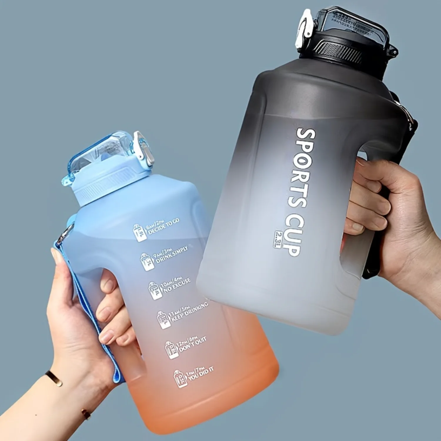 Hydrated & Look Stylish  Gradient Color Sports Water Jug with Time Markers